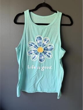 Life is Good Women's Sleeveless Tank Top with Floral Graphic